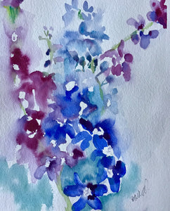 Delphiniums and stocks